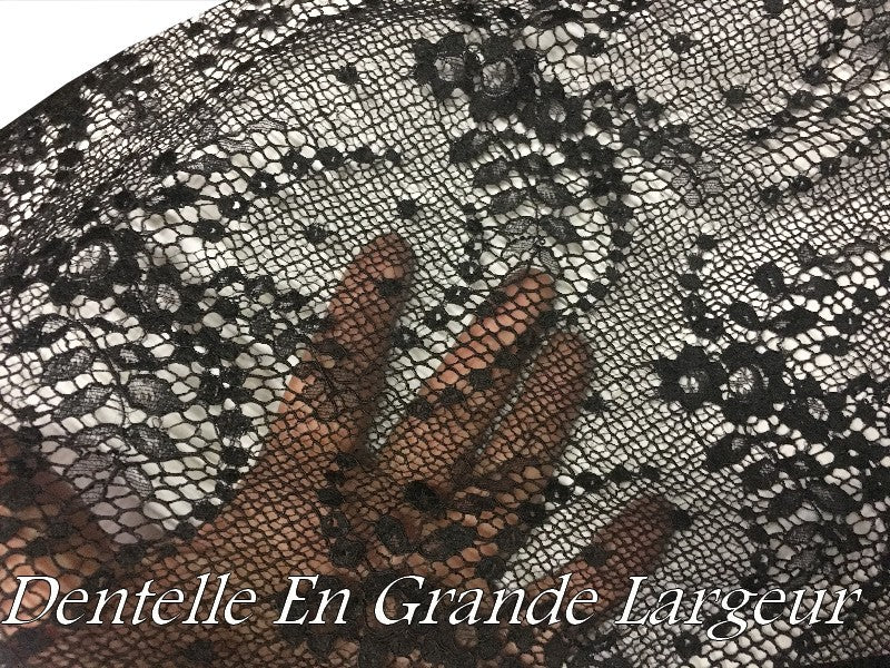 Wide Width Embroidered Lycra Lace Fabric for Lingerie, Decorations, and Customizations.