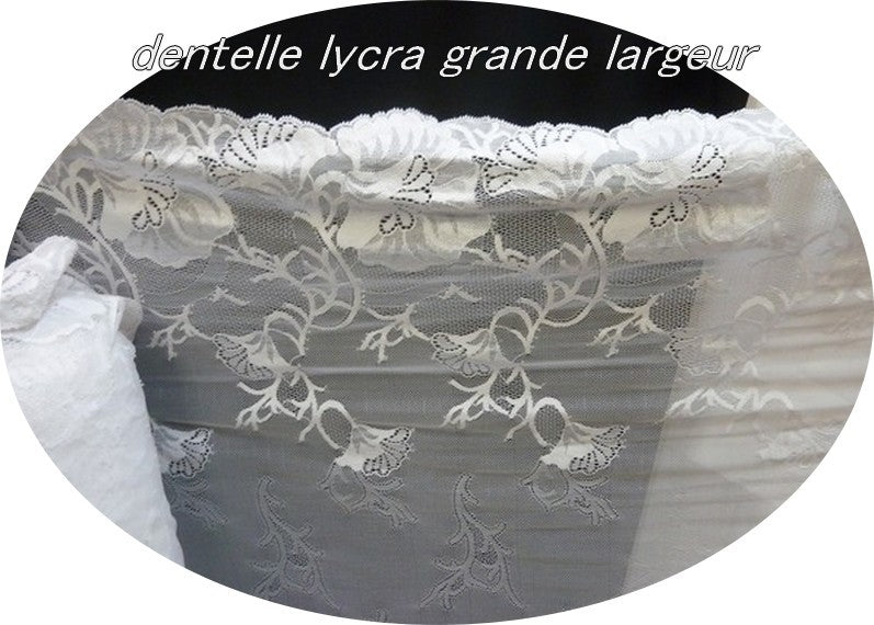 Tissu Dentelle Lycra Grande Largeur blanc