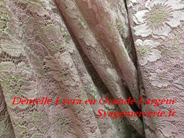 Wide Width Lycra Lace Fabric in Pink per meter