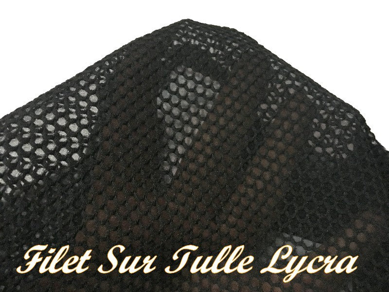 Tissu Filet Sur Tulle Résille Lycra Au Mètre Noir Pour Lingerie justaucorps