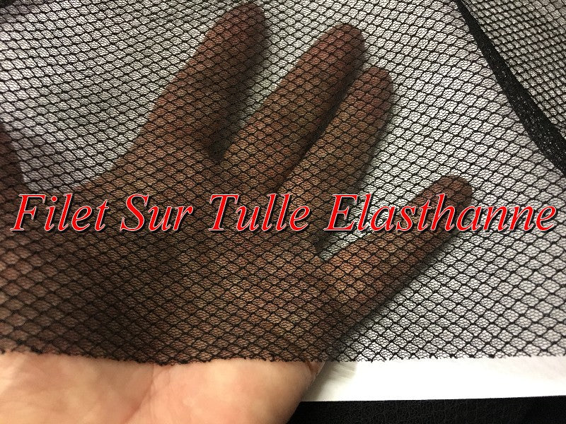Tissu Filet Sur Tulle Résille Lycra Elasthanne Au Mètre Noir Pour Lingerie justaucorps