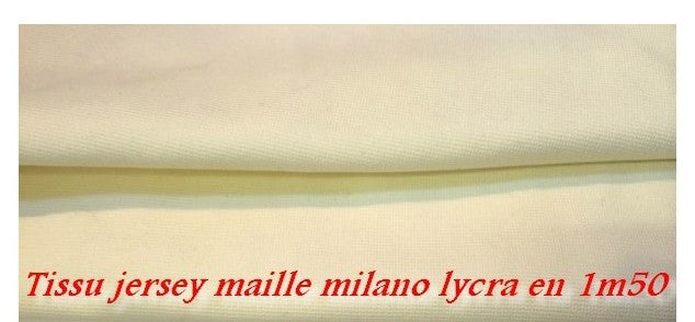 Tissu Jersey Lycra Maille Milano Ecru