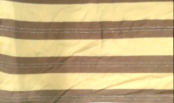 Tejido de jersey de viscosa con malla de lycra, rayas amarillas y marrones, por metro