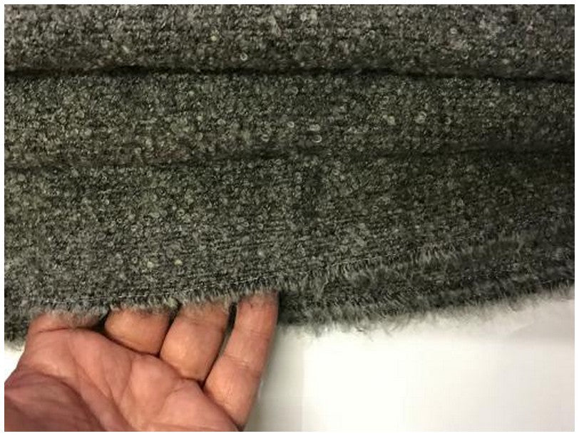 Tissu Laine et Mohair Gris Chiné au Mètre Haute Couture.