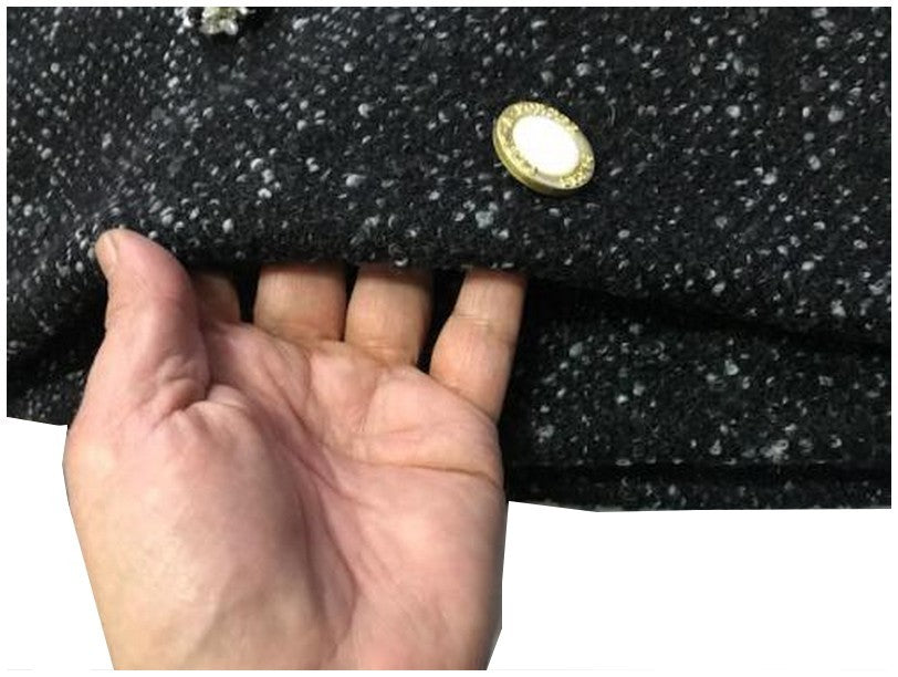 Tissu Laine et Mohair Noir Chiné au Mètre Haute Couture.