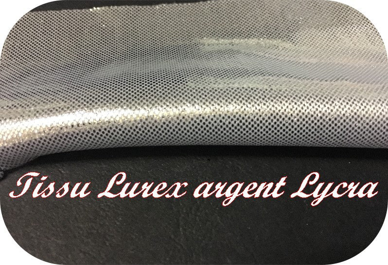 White Lycra Fabric Lurex Silver Metallic Sewing for Dancewear and Lingerie.