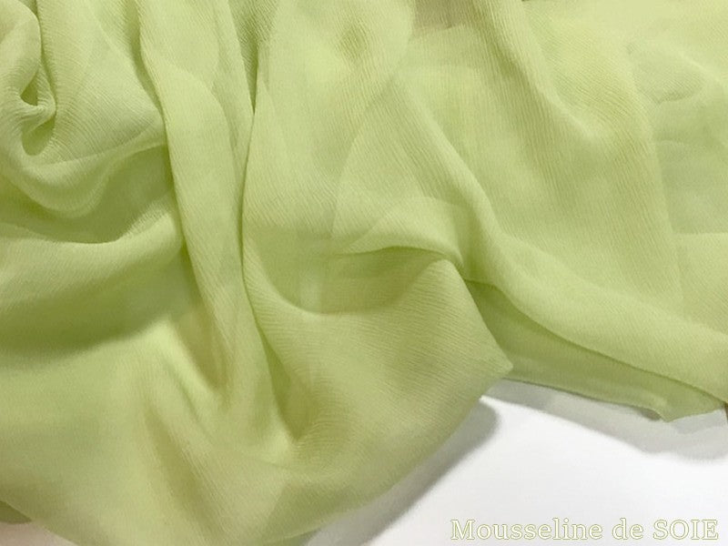 Tissu Mousseline de Soie ANIS Au Mètre Couture.