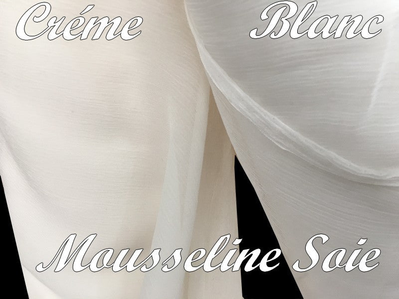 Tissu Mousseline De Soie Crème Au Mètre.