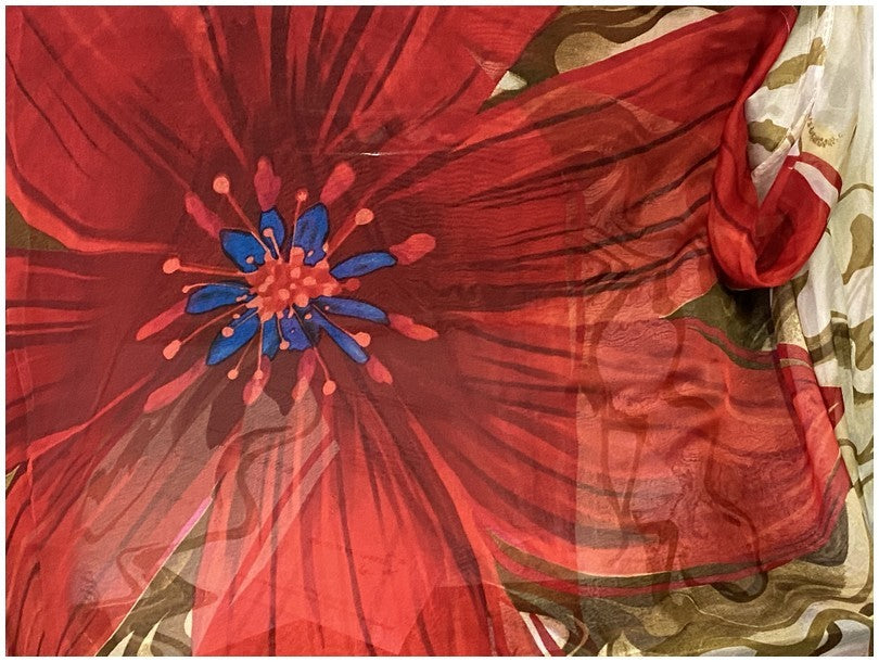 Tissu Mousseline De Soie Imprimé En Motif Fleurs Au Mètre Couture
