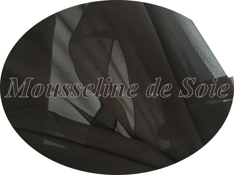 Tela de gasa de seda color marrón chocolate para coser por metros.