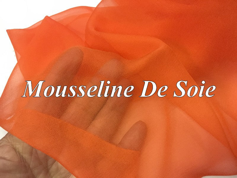 Tissu Mousseline De Soie Orange Au Mètre.
