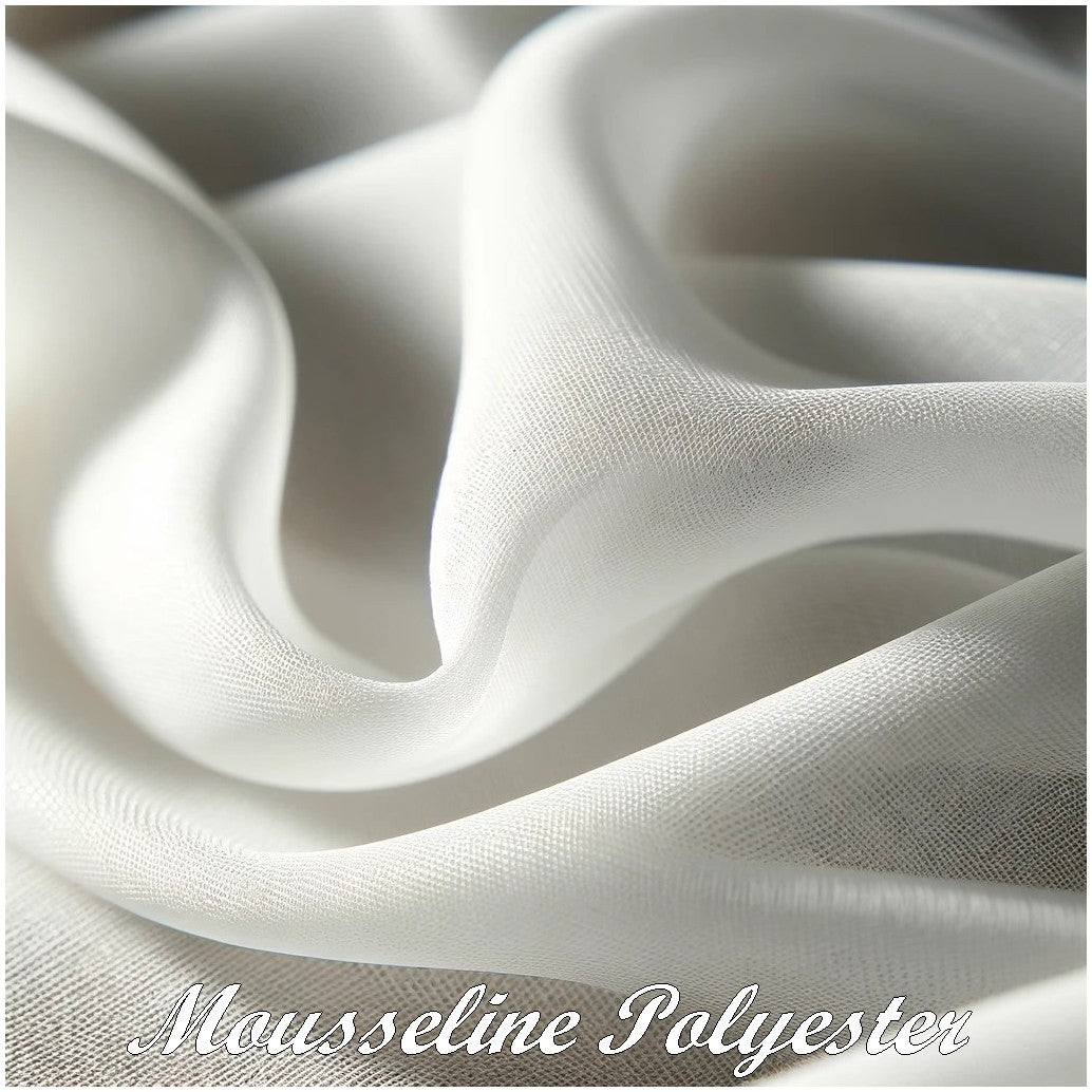 White Polyester Muslin Fabric by the Meter for Sewing.