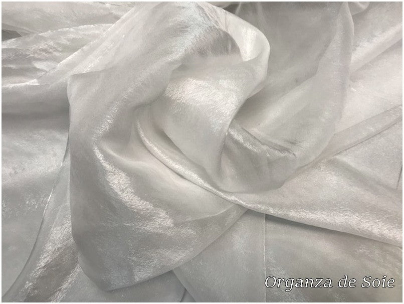 Tissu Organza De Soie Blanc Au Mètre Couture.