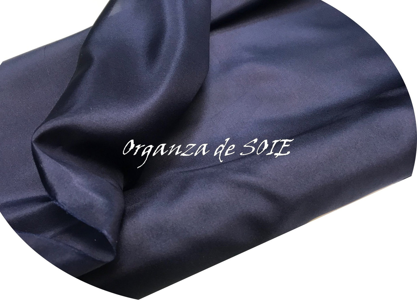 Tissu Organza De Soie Bleu Marine Au Mètre Couture.