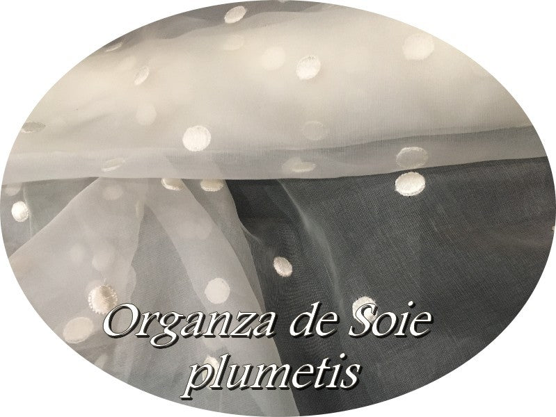 Tissu Organza De Soie Brodé Plumetis Ivoire Au Mètre Couture.