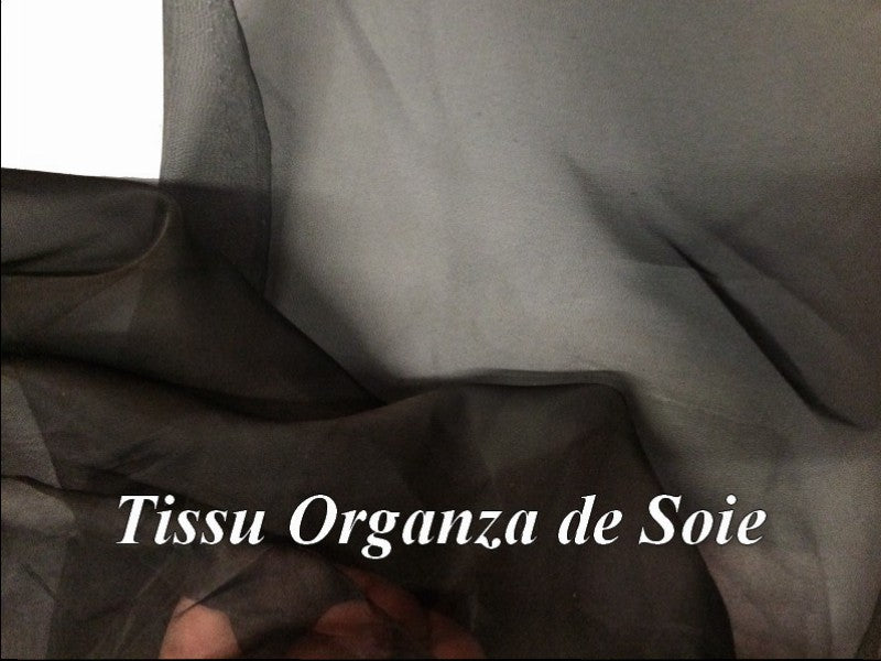 Tissu Organza De Soie Noir Au Mètre Couture.