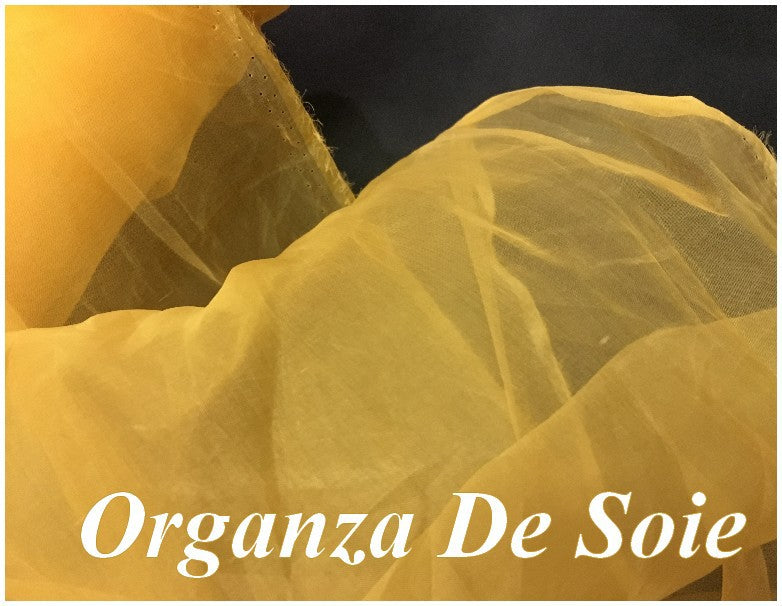 Tissu Organza De Soie Orange Au Mètre Couture.
