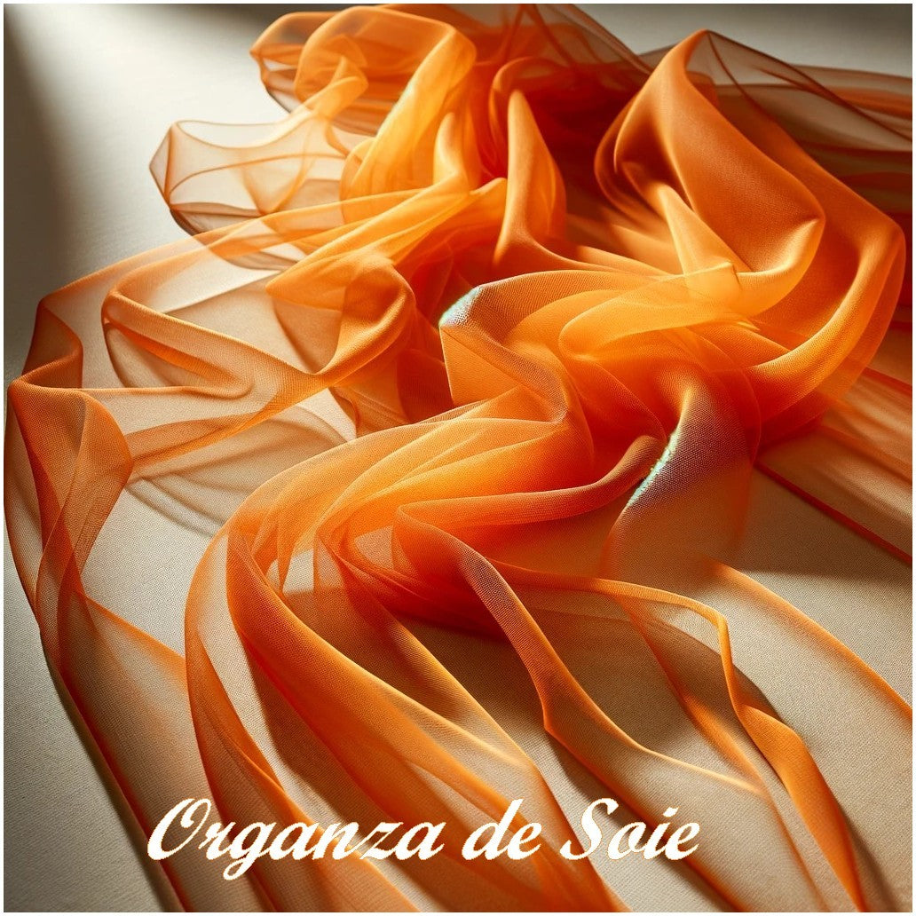 Tissu Organza De Soie Orange en 3,3 Mètres de Largeur Au Mètre Couture.