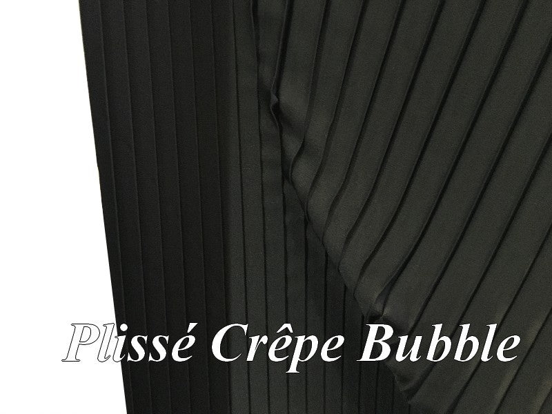 Tissu Plissé En Crêpe Noir Bubble A Coudre, Pour Chemisers, Jupes.