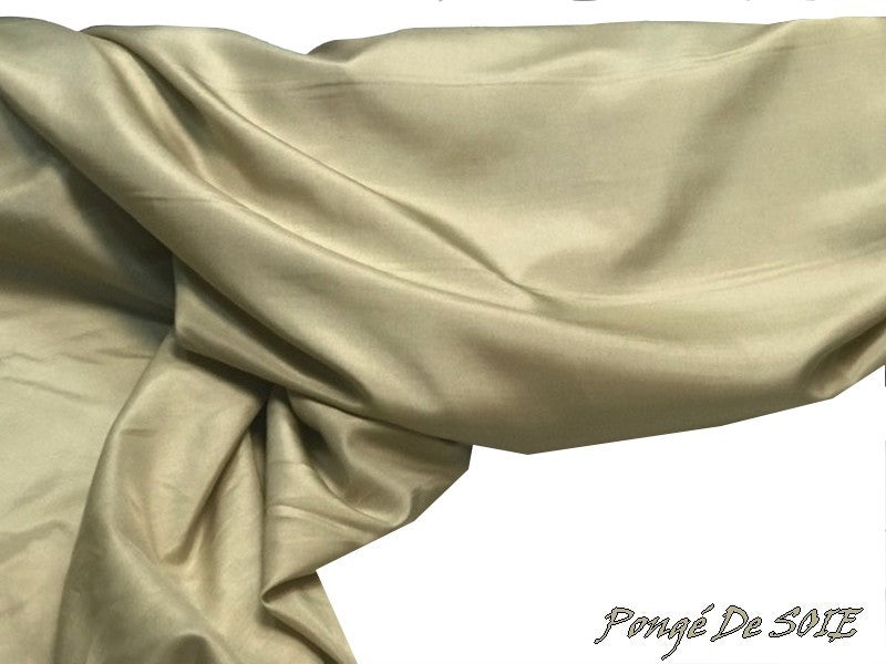 Tissu Pongé De Soie Beige Doré Uni Au Mètre Couture.