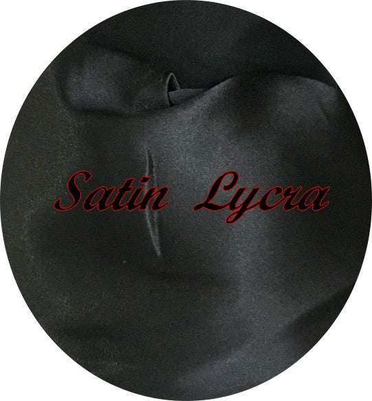Tela de elastano satinado por metro, color negro liso, ancho grande