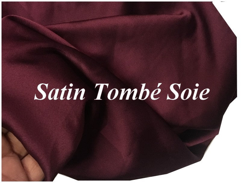 Tissu Satin Prune Tombé Soie Au Mètre