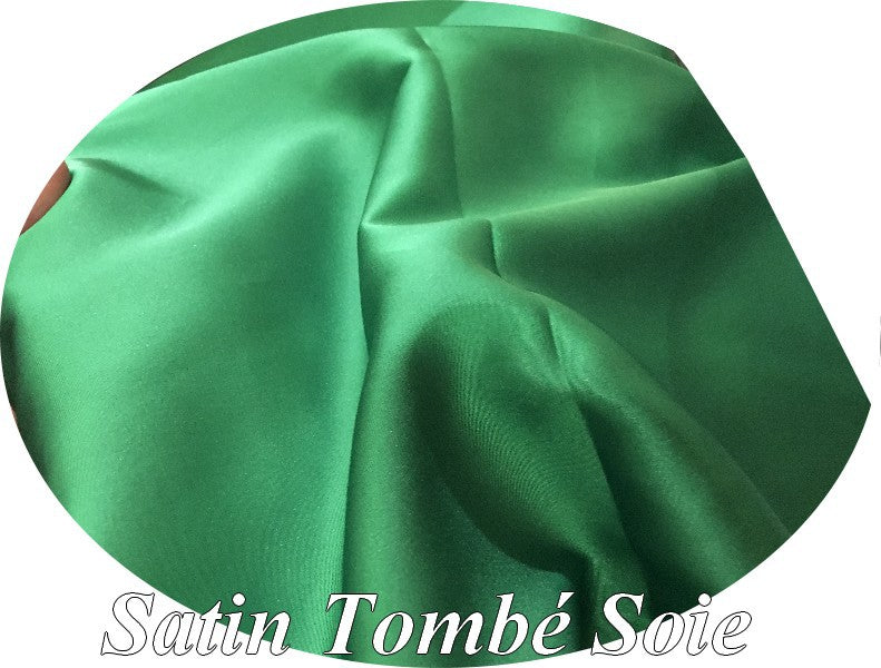 Tissu Satin Vert Emeraude Tombé Soie Au Mètre