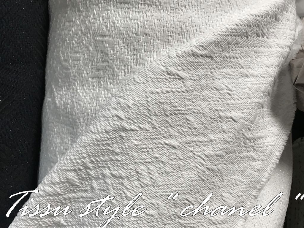 Tissu Style "Chanel" Blanc Au Mètre : Étoffe Haute Couture