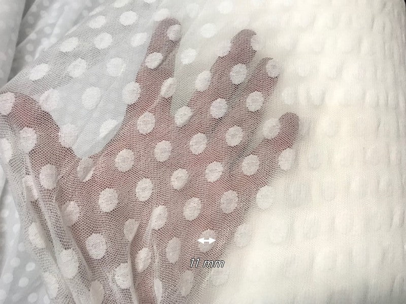 Tissu Tulle Résille plumetis Ivoire Lycra Au Mètre Pour Justaucorps, Mariage Et Décorations