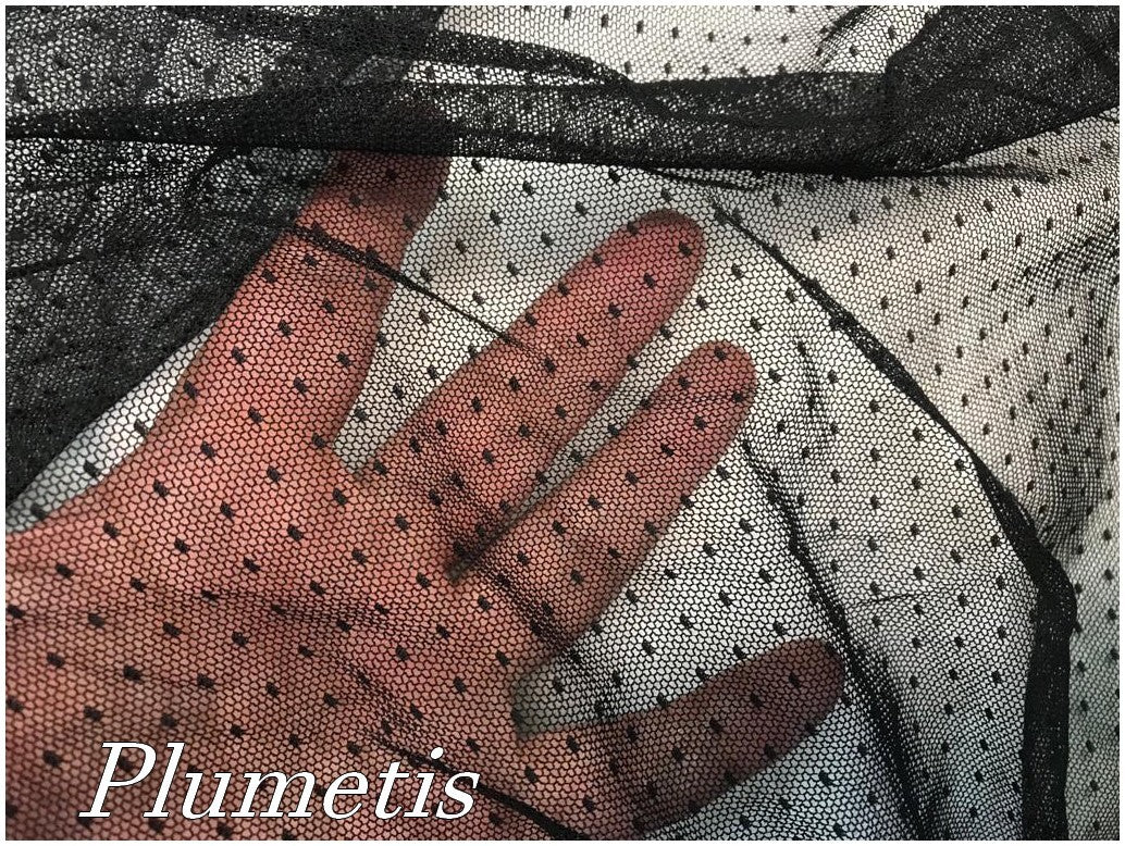 Tulle Plumetis Elasthanne Noir Souple En Résille Au Mètre Pour Mariage et Justaucorps.
