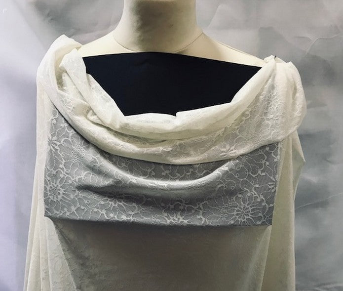 Tulle Résille Tissé Imprimé Lycra Ivoire Au Mètre Pour Lingerie, Justaucorps.