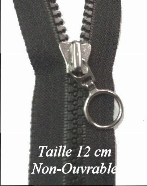 Zip Fermeture Eclair à Glissière en Maille Injecté à Coudre en 12 cm non-séparable Noir en curseur Métal anneaux pour pochette.