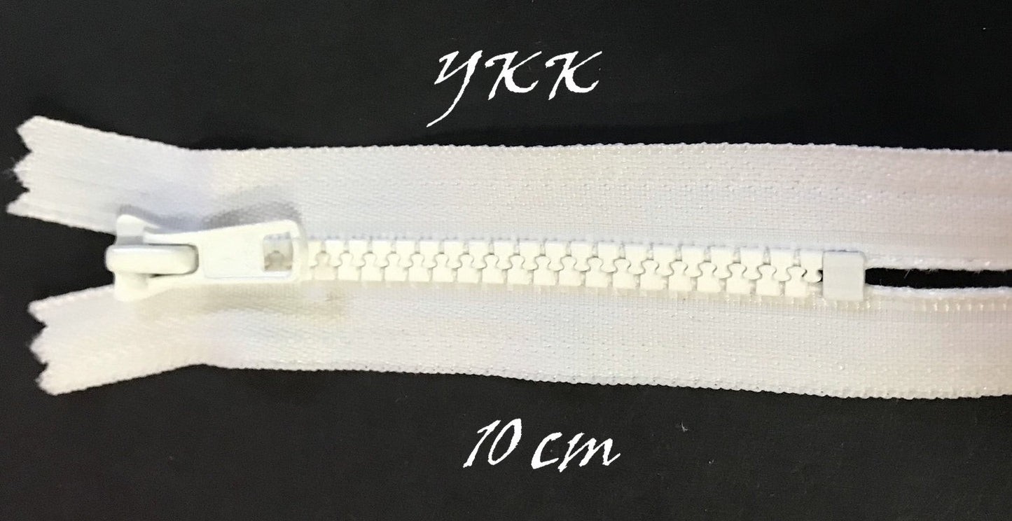 Zip Fermeture Injecté Blanche en 10 cm YKK en Maille plastique à Coudre .