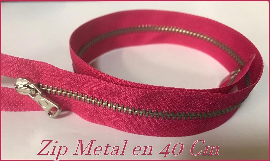 Zip Métal élégante Fermeture A Glissière Métal Maille Fine argenté En 40 Cm Fuschia Ajoutez une touche à vos créations."
