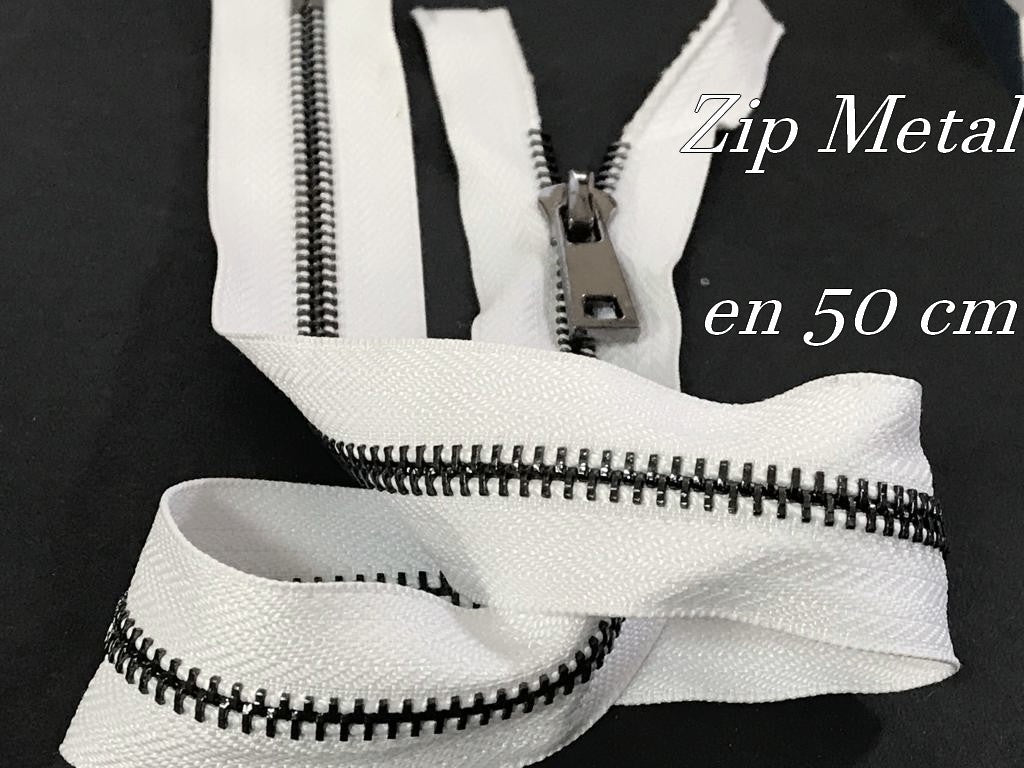 Zip Metal Fermeture A Glissière Métal Maille Bronze En 50 Cm Blanche Ouvrable