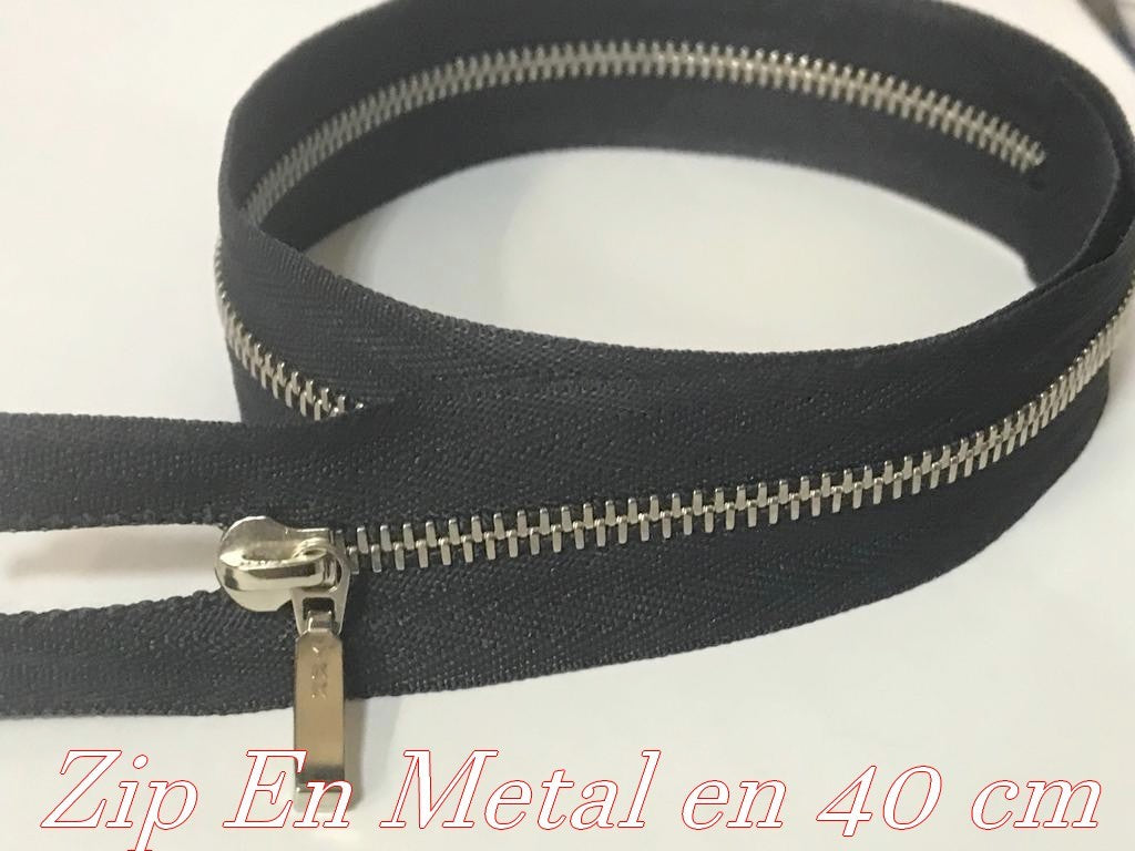 Zip Métal YKK élégante Fermeture A Glissière Métal Maille Fine argenté En 40 Cm belu marine