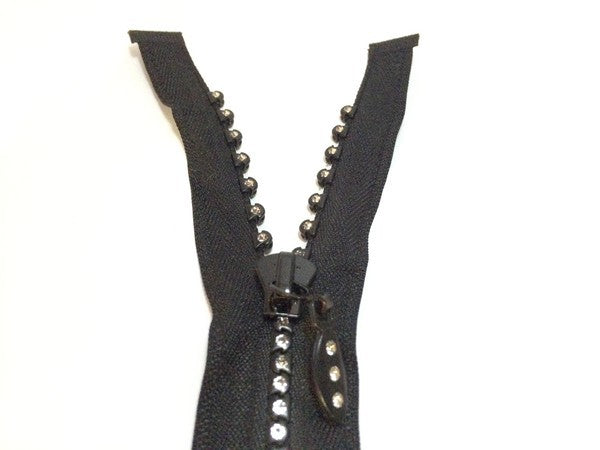 Zip Strass en 75 cm Noir Séparable , A Coudre.