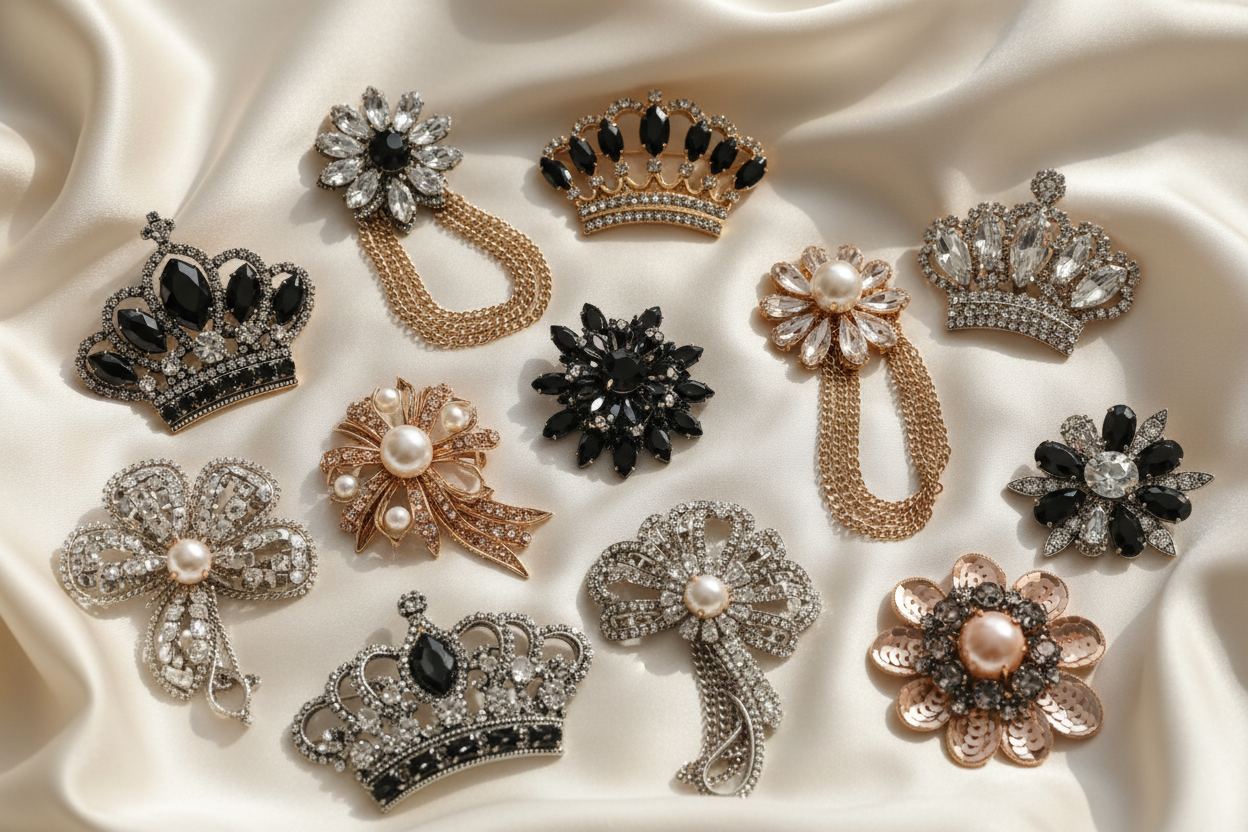 Broches et Bijoux de Couture - Accessoires Strass et Perles