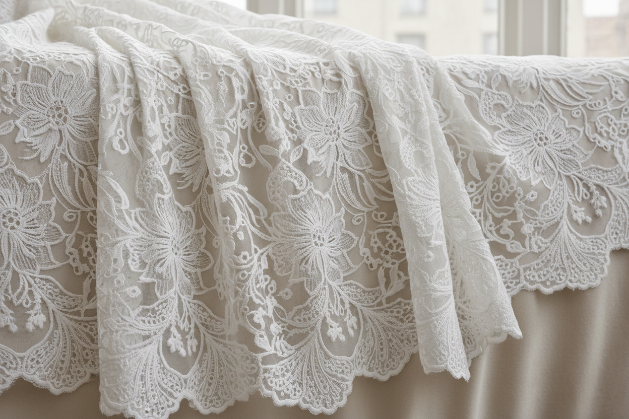 Broderie Anglaise au Mètre - Coton Premium pour Couture et Loisirs Créatifs