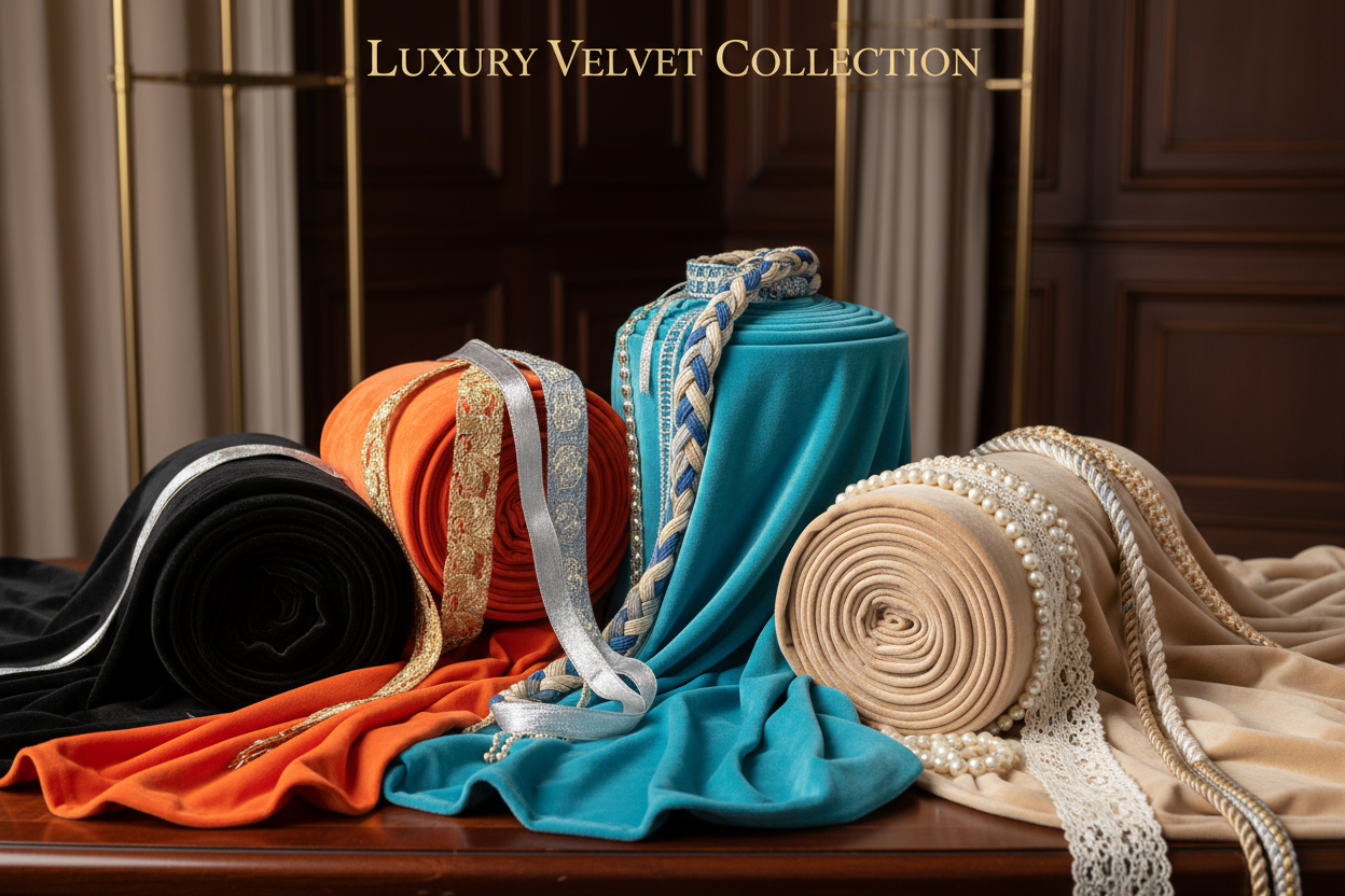 Velours au Mètre - Tissus Velours Premium pour Couture et Décoration