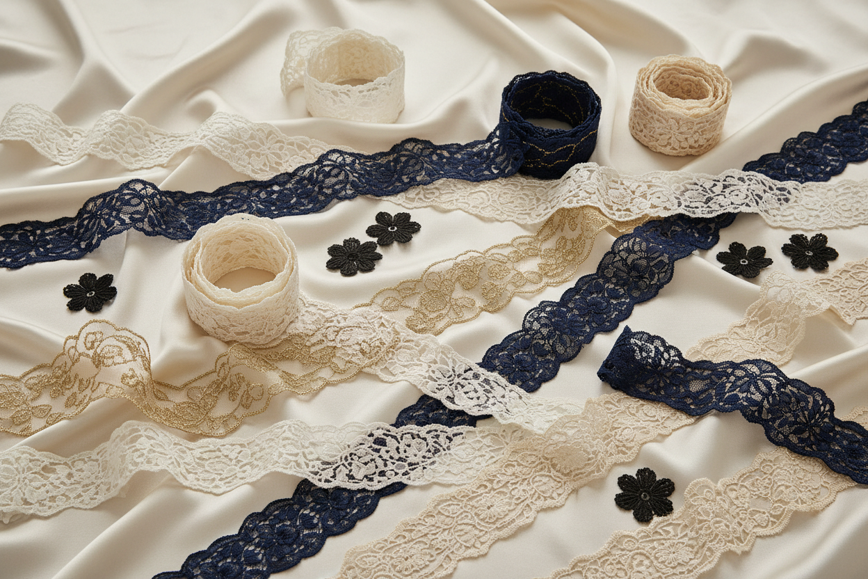 Dentelles Brodées au Mètre - Tulle et Guipure Haute Couture