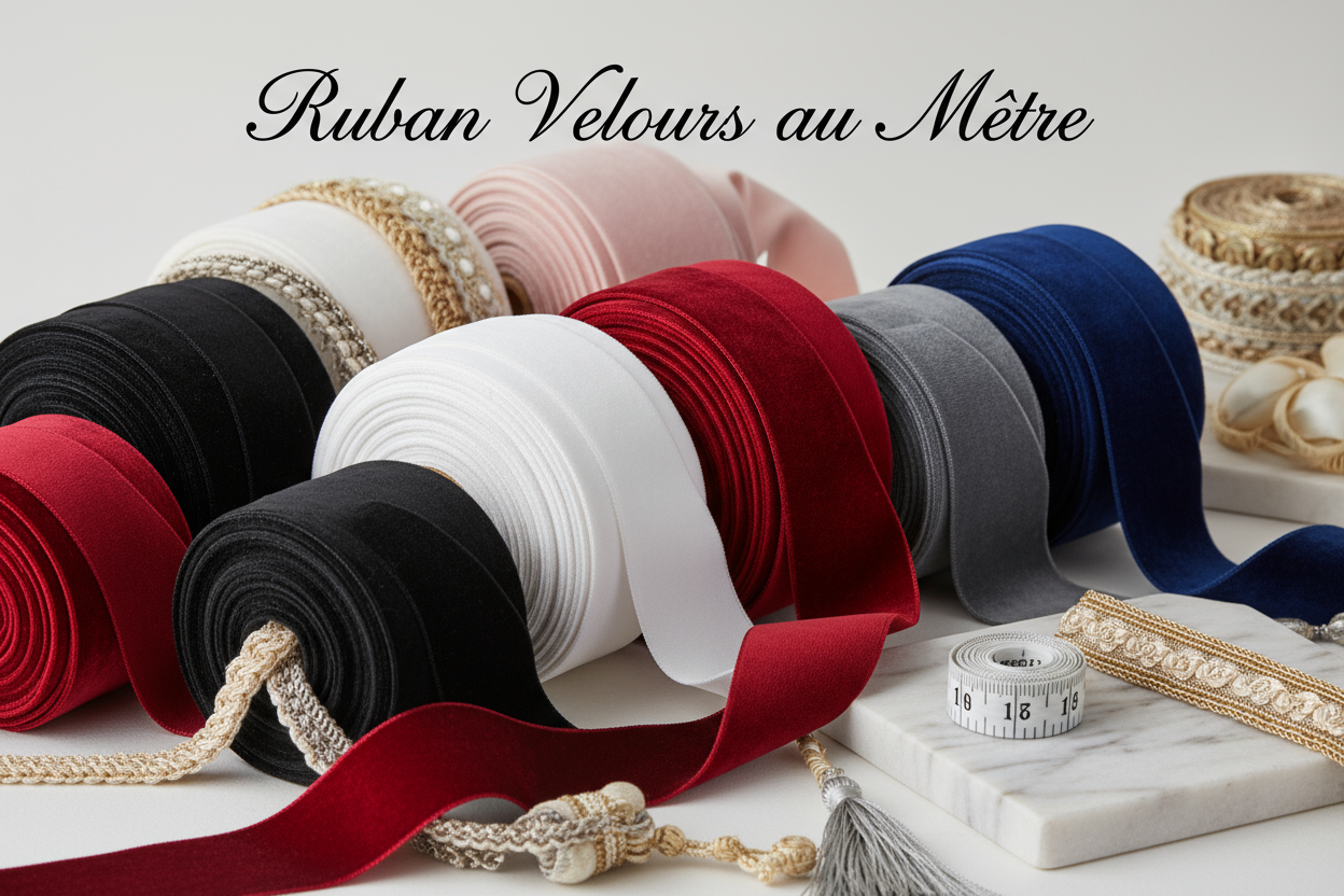 Ruban Velours au Mètre - Rubans Velours Premium pour Couture et Loisirs Créatifs
