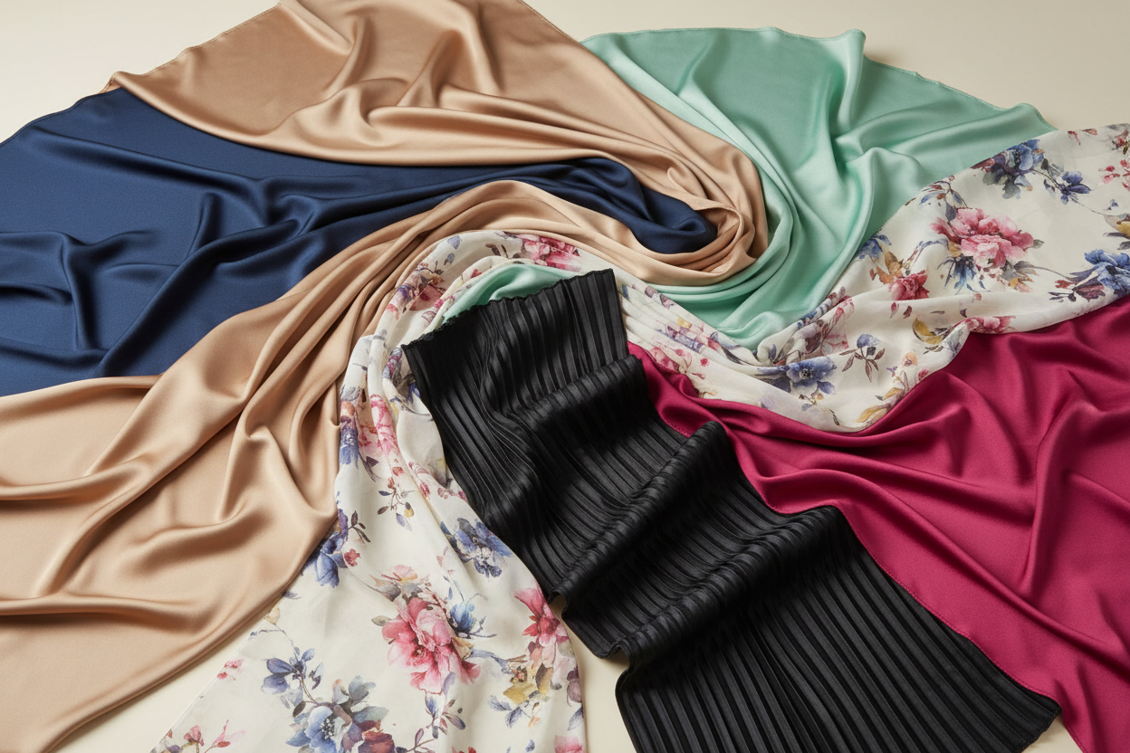 Tissus Satin et Soie au Mètre - Crêpe, Mousseline Haute Couture