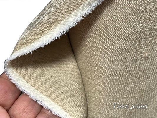 Tissu Jean Écru-beige en  150 cm au Mètre - Denim Premium Couture