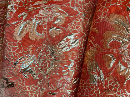 Brocart Jacquard Rouge et Or – Double Face – Haute Couture 145cm