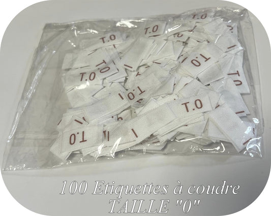 100 Etiquettes De Vêtements Blanches " Tailles 0" Par 100 Pièces  Découpées A Coudre, Contexture Pour Confection.