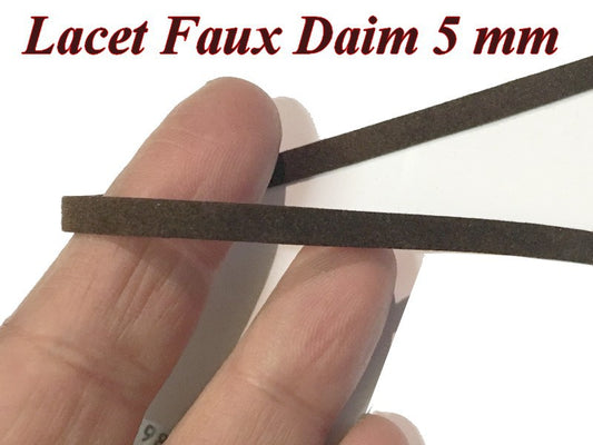 100 Mètres de Lacet Lien En Daim En 5 MM  Marron- choco -  A Coudre - vente en gros