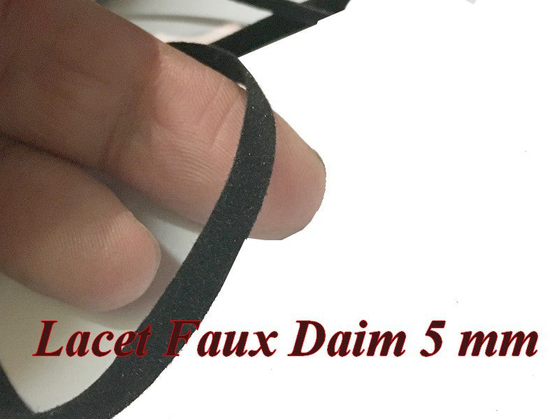 100 mètres de Ruban Lacet Faux daim En 5 mm Couleur Noir A Coudre - vente en gros