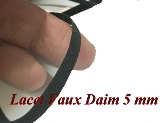 100 mètres de Ruban Lacet Faux daim En 5 mm Couleur Noir A Coudre - vente en gros