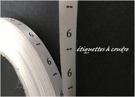 1000 Etiquettes De Vêtements " Taille 6" Par 1000 Pièces  A Coudre, Contexture Pour Confection.